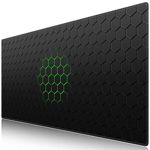 iCasso マウスパッド ゲーミング 大型 デスクマット90x40cm 耐水性 清潔しやすい 滑り止め ゴムベースデスクマット 仕事 ゲーム オフ ィス ホーム用（ハニカム・グーリン）