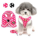 ZUNEA ペット用品 犬用ハーネス 小型犬用 かわいい ドット 水玉柄 リード セット通気性が ソフトメッシュ 裏地 おしゃれ 犬服ベスト お散歩 ピンク M