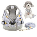 Zunea 犬 ハーネス リードセット 散歩 小型犬 ペット おしゃれ 可愛い ベスト 軽量 調節可能 胴輪 チェック柄 メッシュ ハーネス 猫用 反射テープ ...