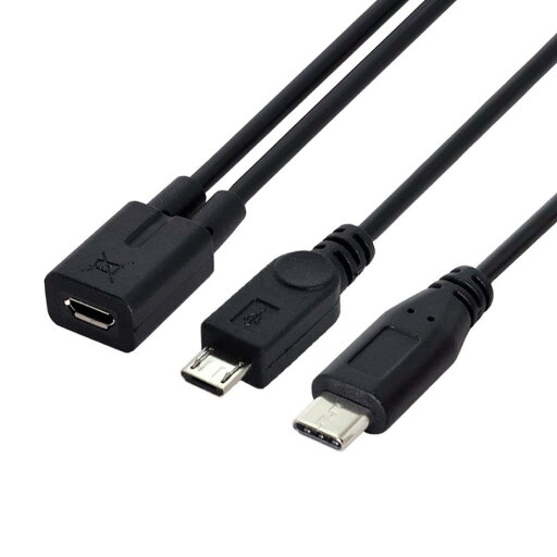 CYマイクロUSBメス - USB-CタイプC USB 3.1およびマイクロUSBオススプリッタ延長充電ケーブル CYマイクロUSBメス - USB-CタイプC USB 3.1およびマイクロUSBオススプリッタ延長充電ケーブル