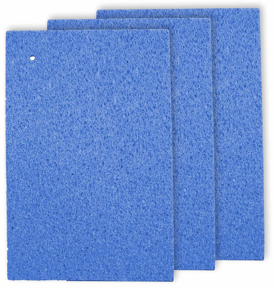 日本インソール工業 セルローススポンジ クロス 日本製 吸水 速乾 水切りマット 大判タイプ 45×30cm ブルー 3枚セット
