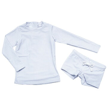 ウィロースイム | 水着WILLOW SWIM Harrison ハリソン スイムウェア ツーピース 上下別 セパレート ベビー 長袖 ラッシュガード ギンガム 赤ちゃん キッズ ジュニア 子供用 UVカット Harrison ハリソン 男の子 ボーイズ SPF50+ 【3aniv】