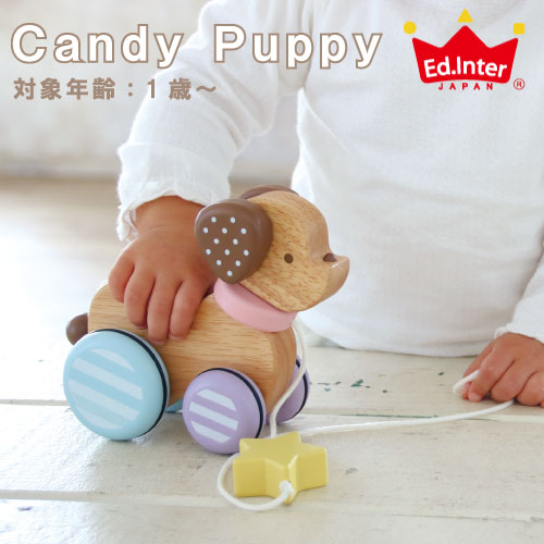 ミルキートイ キャンディーパピー candy puppy プルトイ 木製 プルトーイ エドインター 1歳 木のおもちゃ 木製玩具 トイ ベビー 赤ちゃん ギフト プレゼント 赤ちゃん クリスマス 子供 キッズ 出産祝い 男の子 女の子 仔犬 パステルカラー ファーストトイ