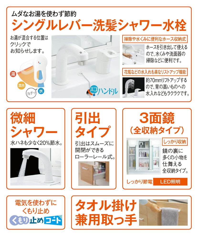 リクシル　洗面化粧台・PVシリーズ【リフォーム標準工事費込】間口75cm LIXIL PV1N...