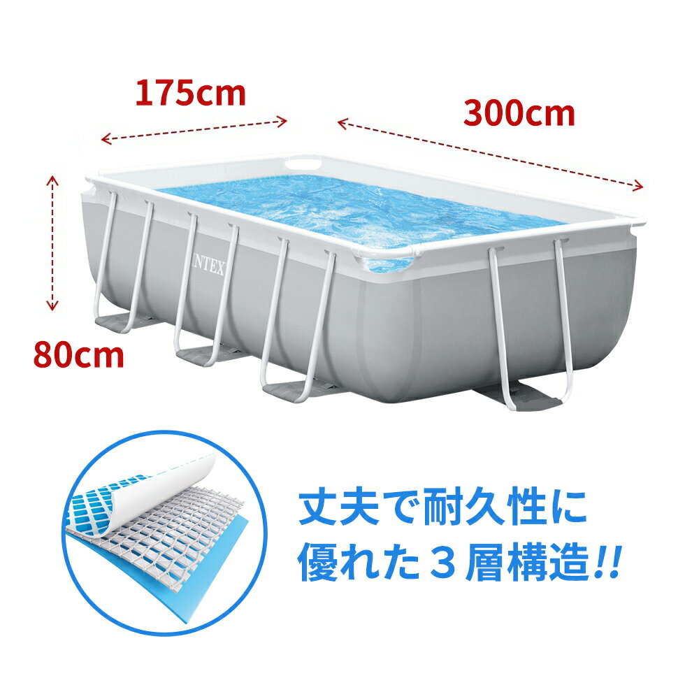 【楽天市場】今年の夏は自宅で本格プール!!【ランキング1位入賞】4点の必需品がセットになった！ プリズムフレームプール 4点セット