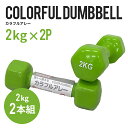 【2kgダンベル 2本セット】 カラフルアレー 2kg [トレーニング ダンベル 鉄アレイ 自宅 筋 ...