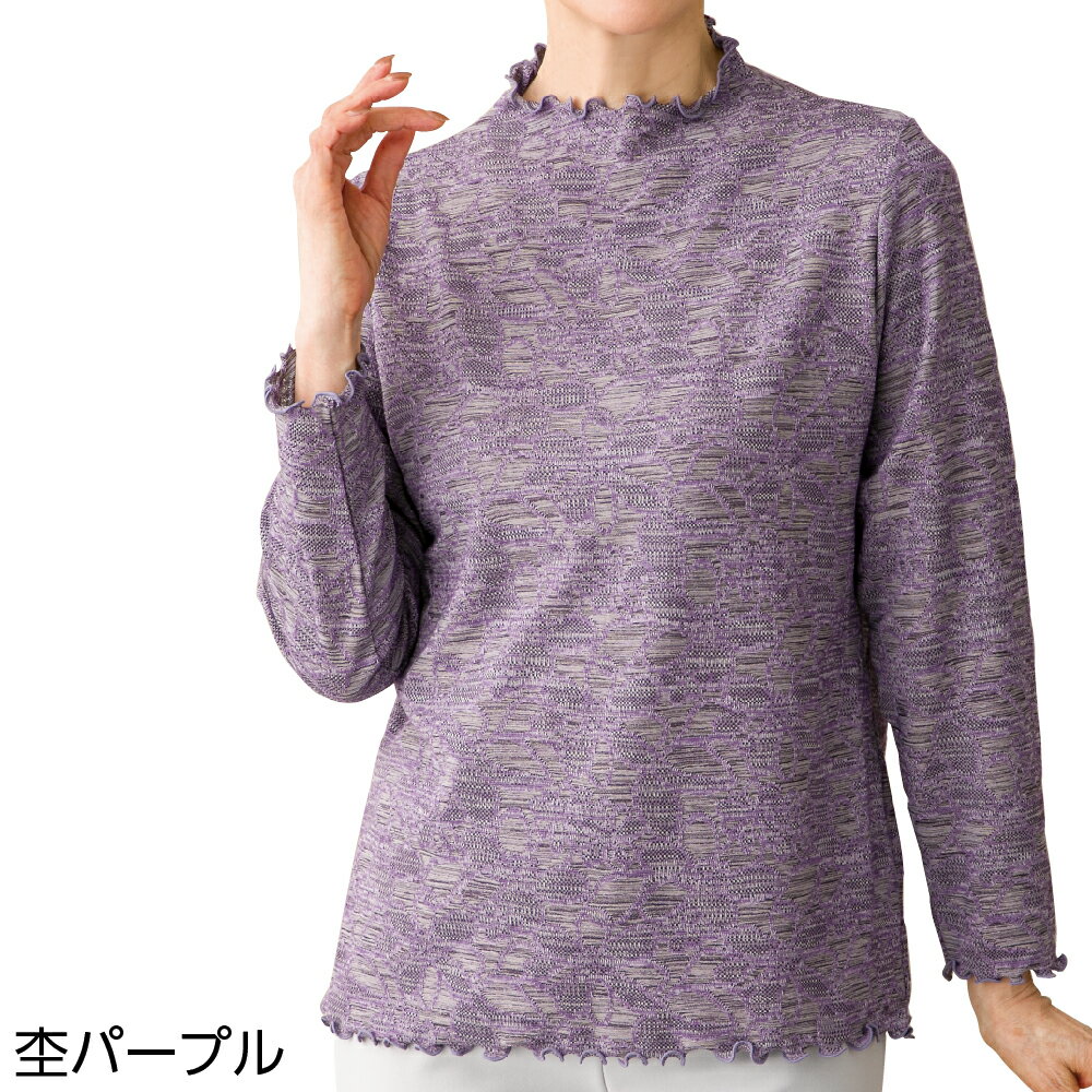 シニアファッション レディース Tシャツ 春夏 全2色 M-LL 【 テンセル混花柄ジャカードTシャツ A16 】 母の日 誕生日プレゼント ギフト シニア レディース 祖母 おばあちゃん 60代 70代 80代 90代のサムネイル