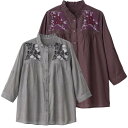 シニアファッション レディース ブラウス 春夏 【 7分袖クラフト刺繍前開きブラウス A18 】 プレゼント ギフト シニア レディース 祖母 おばあちゃん 5...