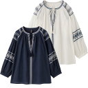 シニアファッション レディース トップス 春夏 ブラウス 【 8分袖タッセル付配色刺繍Tブラウス A18 】 プレゼント ギフト シニア レディース 祖母 おば...