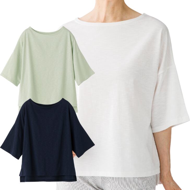 シニアファッション レディース Tシャツ 春夏 【 6分袖ゆったり綿混Tシャツ A18 】 プレゼント ギフト シニア レディース 祖母 おばあちゃん 50代 60代 70代 80代 90代