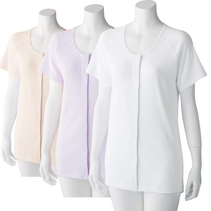 高齢者 下着 女性 インナー レディース 全3色 S-4L 【 3分袖ワンタッチシャツ(2枚組) K22 】 着やすい 介護 衣料 シニア レディース 祖母 おばあちゃん 70代 80代 90代のサムネイル