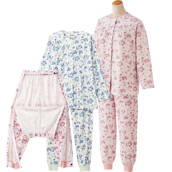 【 楽天スーパーSALE 】 介護 パジャマ 婦人 全2色 S-LL 【 フルオープンパジャマ K22 】 入院 施設利用 介護 衣料 シニア レディース 祖母 おばあちゃん 70代 80代 90代のサムネイル