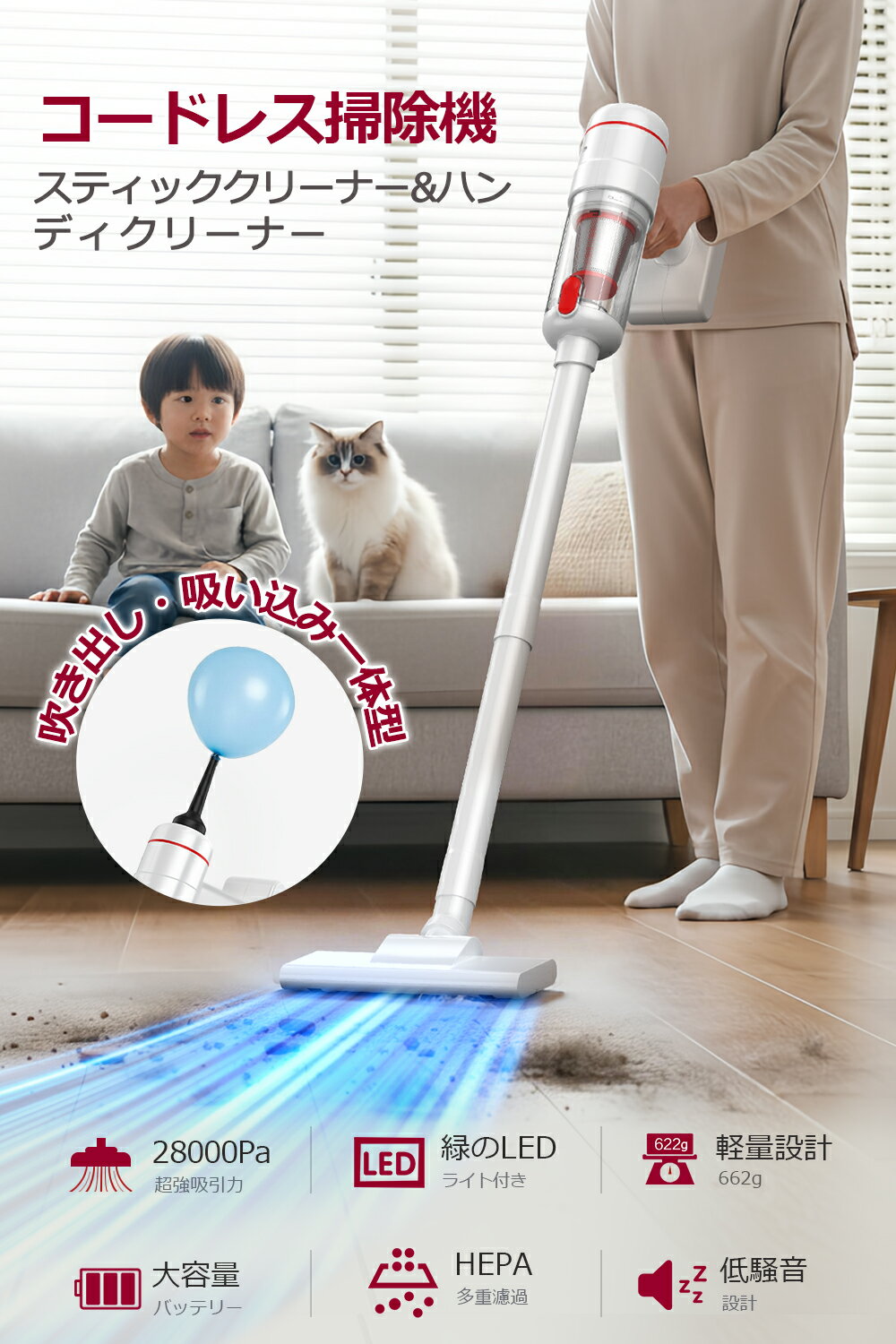 ��COUPON��5,680�ߡ� �ݽ��� �����ɥ쥹 �ڤ� 28000pa Ķ���ϵ۰� 1��2WAY LED�饤���դ� 9000mAh������ 35minϢ³��Ư ���ƥ��å����꡼�ʡ� �ϥ�ǥ����꡼�ʡ� �����ɥ쥹�ݽ��� Type-C���ż� 8����Υ��� �������� ���Ѥ�������