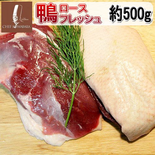 鴨ロースフレッシュ （むね肉） 冷蔵 450g〜500g かも （メス2枚orオス1枚） 大きさ、枚数は当店のお任せとなります （鴨肉 生） かも 賞味期限7日 鴨鍋 カモ 焼肉 国産 お中元 ※冷凍品と同梱すると冷凍便でのお届けです。