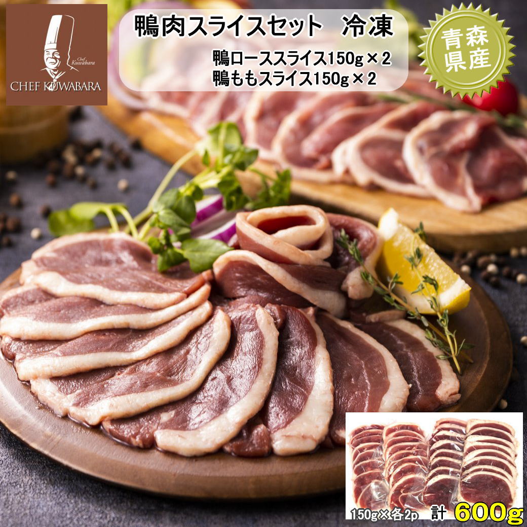 【送料込み】 鴨肉スライスセット 　鴨ローススライス150g×2、鴨ももスライス150g×2 鴨なべ 国産 フラ..