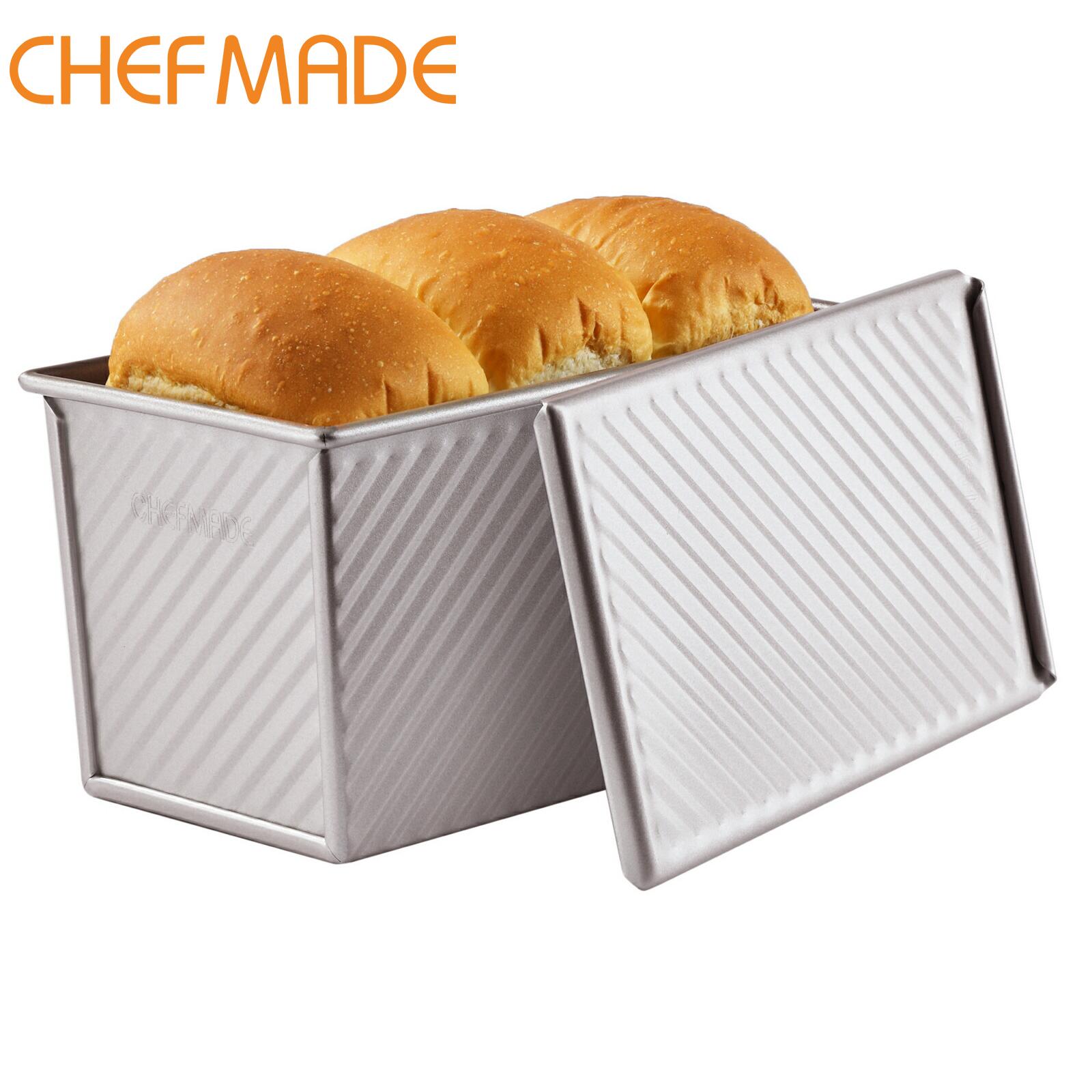 【CHEFMADE】【送料無料】CHEFMADE 食パン型 パン型 波紋型 蓋付き ノンスティック(20.9*11.9*11.3cm)