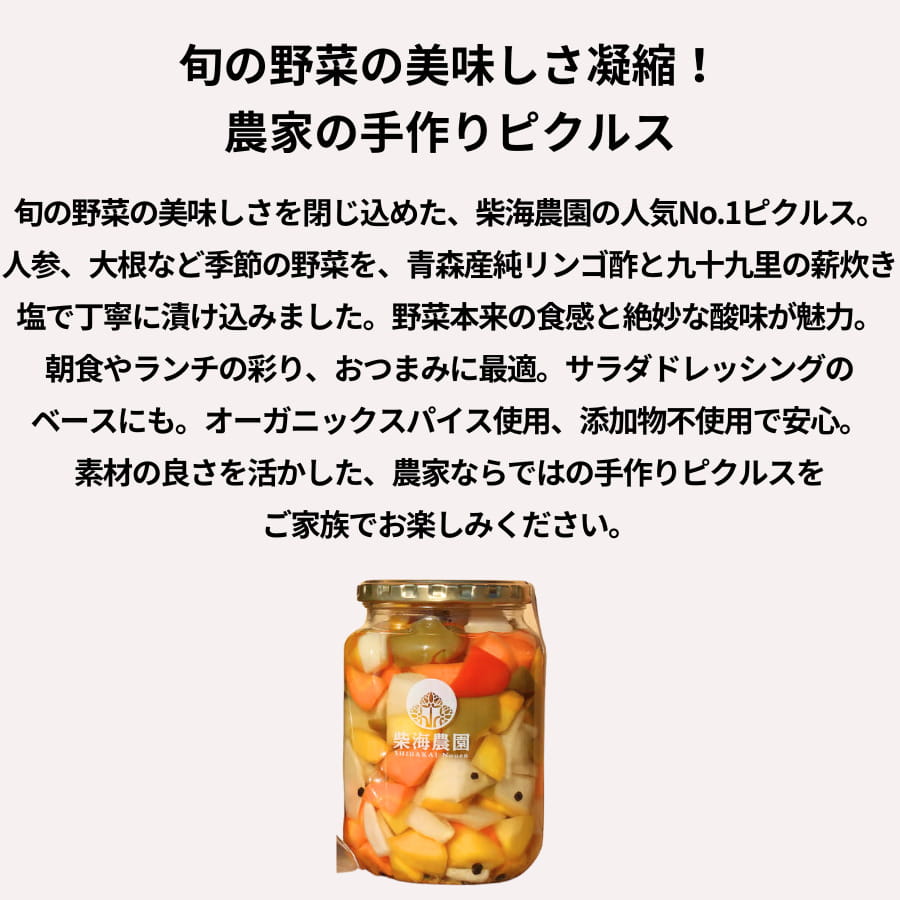 柴海農園 季節の野菜ピクルス お徳用 500g