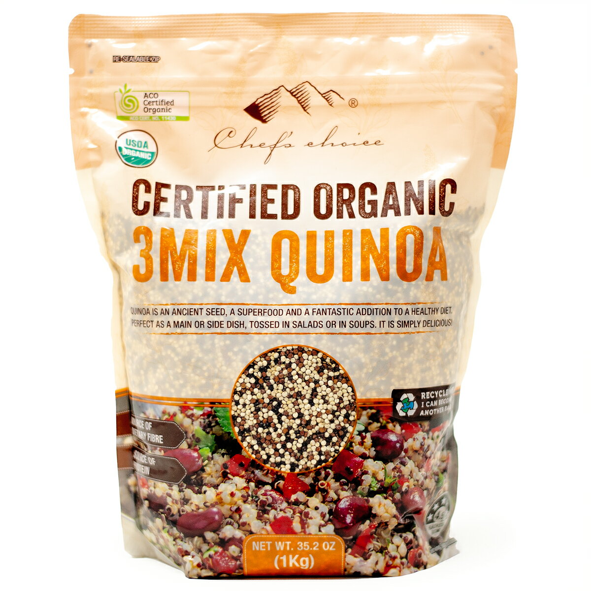 シェフズチョイス オーガニック ミックスキヌア 1000g 1袋 organic mix quinoa 認証 Kosher BRC Vegan NonGMO ACO USDA 有機JAS トリコロール キノア きぬあ 有機キヌア 雑穀