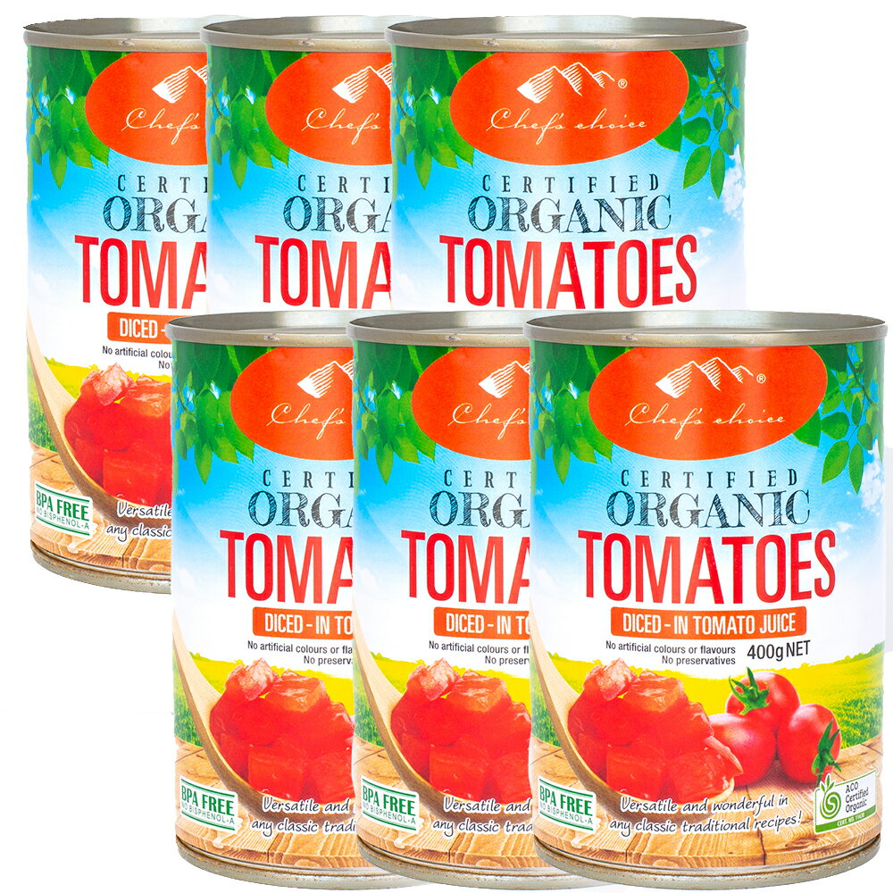 シェフズチョイス オーガニック カットトマト 400g×6缶 Organic Whole Tomato 有機トマト 有機トマト缶 トマト缶 とまと缶 トマト缶詰