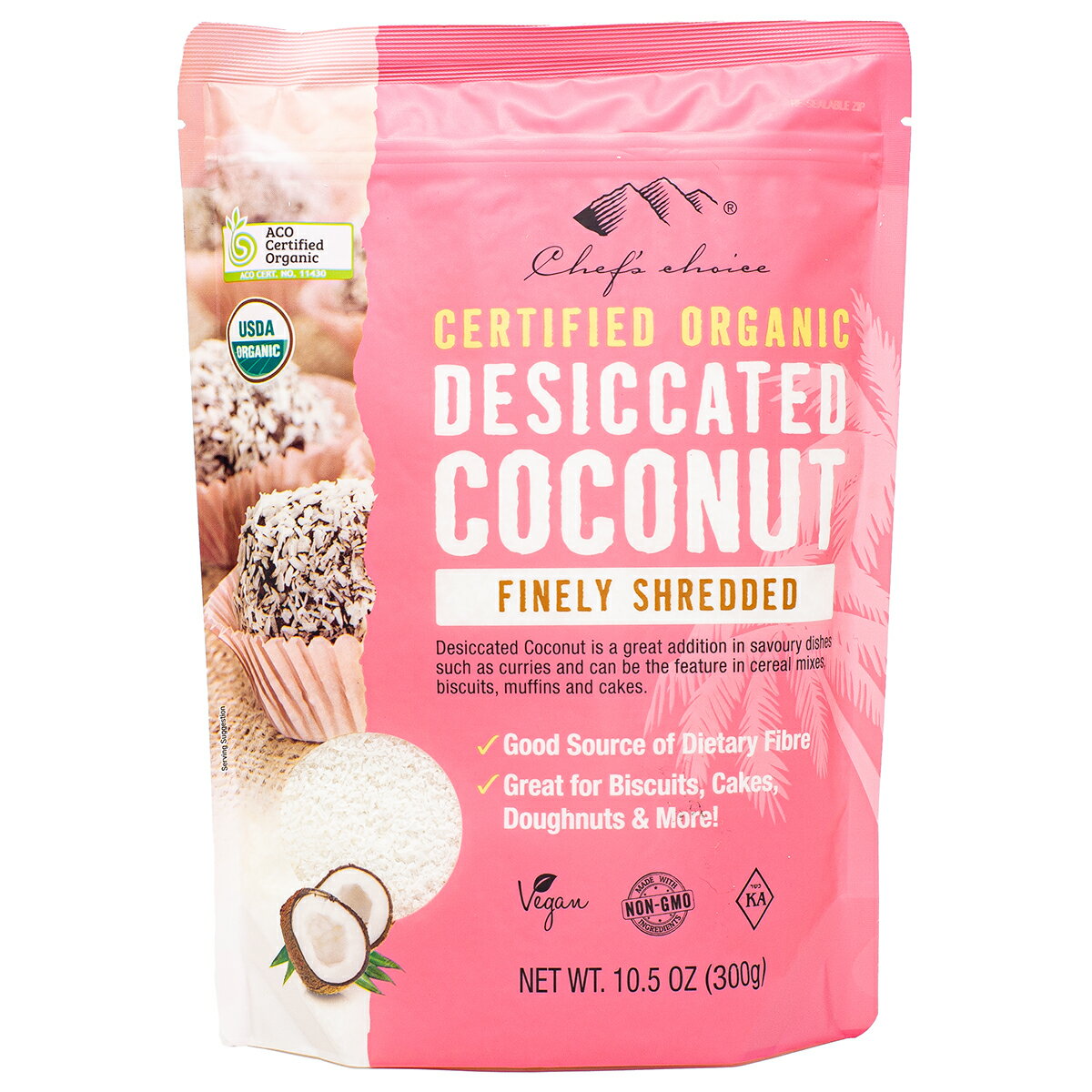 シェフズチョイスオーガニックココナッツファイン300gOrganicdesiccatedCoconutFine