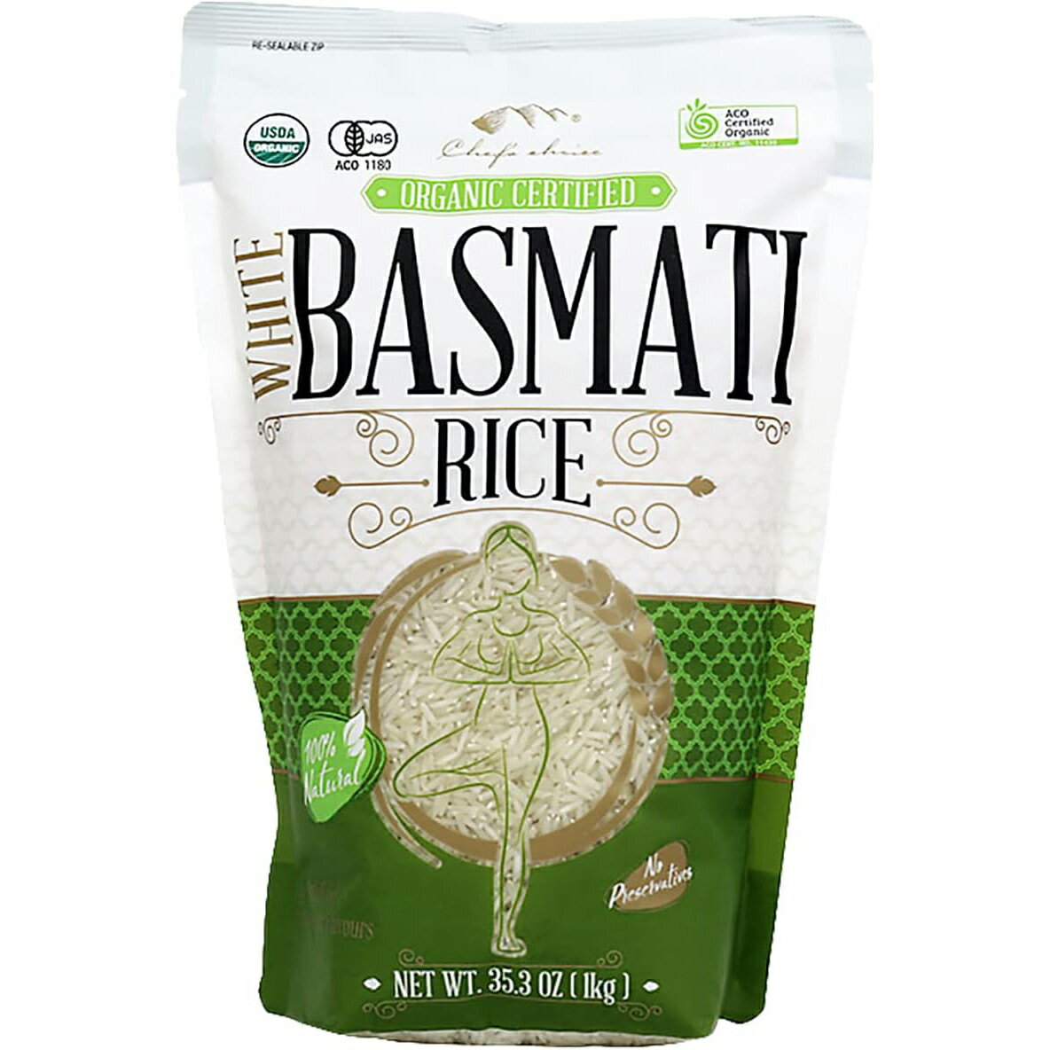 シェフズチョイス オーガニック バスマティライス 1kg パキスタン産 有機JAS USDA Kosher認証 Basmati Rice 業務用