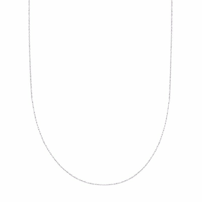 【送料無料】 10k ソリッド ホワイト ゴールド 丈夫なペンダント ロープチェーン ネックレス 50cm 0.9m..