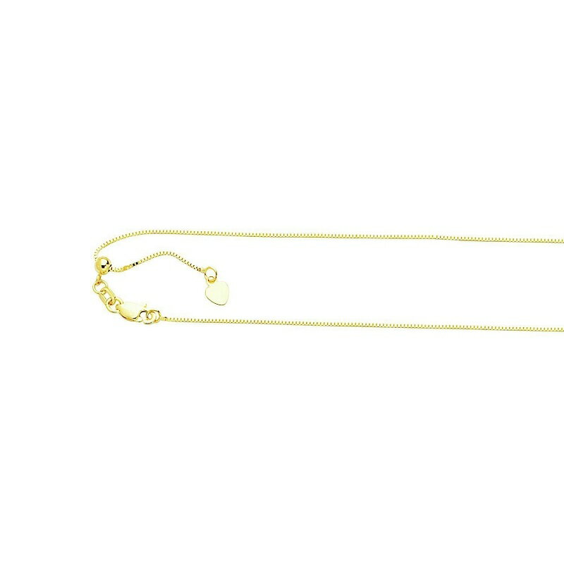 【送料無料】 10k イエロー ゴールド アジャスタブル ボックス チェーン 0.85mm ネックレス 41-55cm ダ..