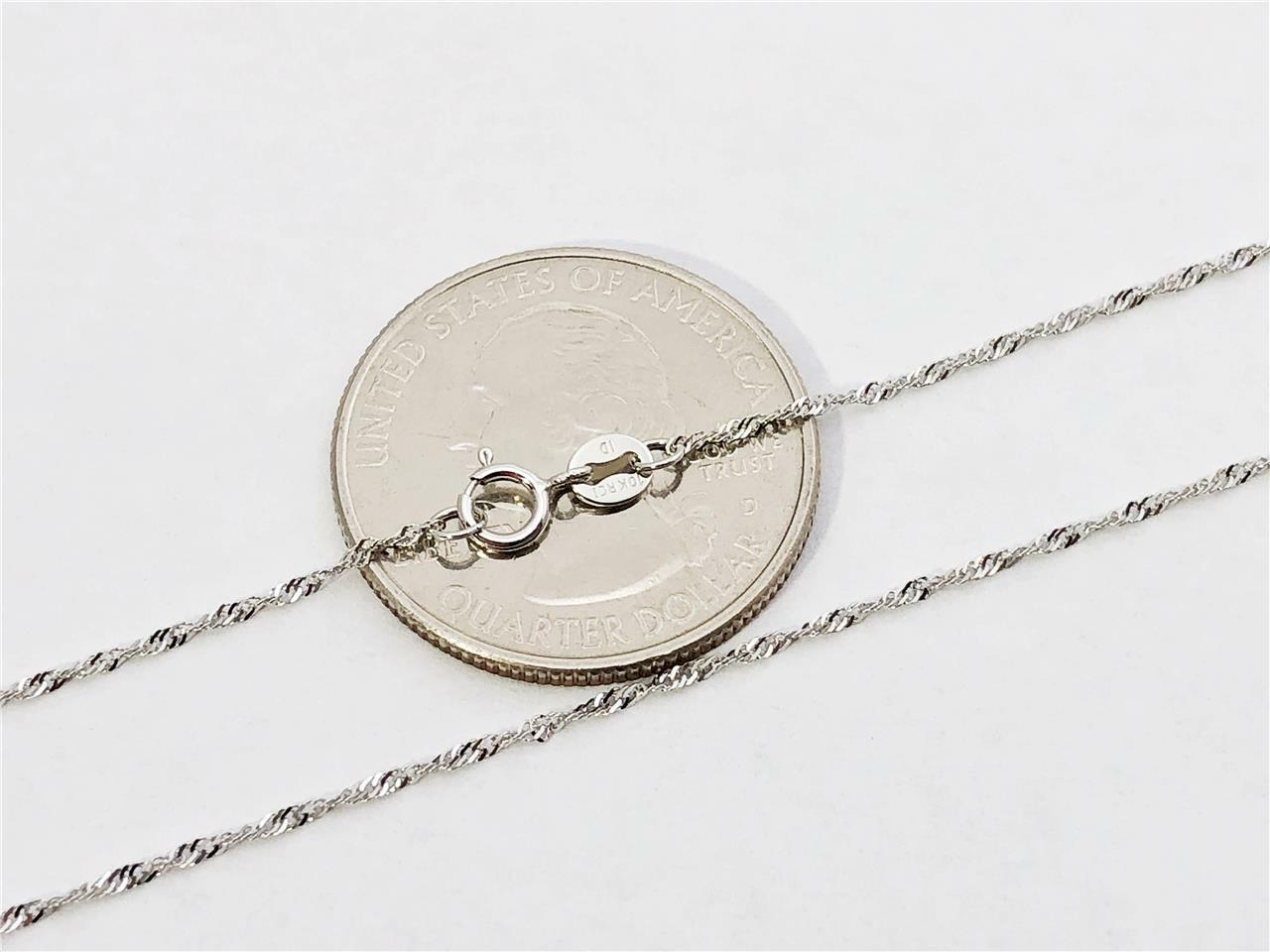 【送料無料】 10k 41cm 1mm ソリッド ホワイト ゴールド シンガポール ロープ ツイスト チェーン ペン..