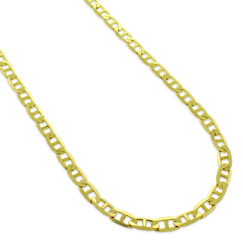 【送料無料】14K イエロー ゴールド 3mm ソリッド マリナー アンカー リンク フラット ネックレス チェーン 41-61cm ダイヤモンド ジュエリー JOERODEO 【JACOB＆CO ジェイコブ アンド コー/Aqua Master アクアマスター/Joe Rodeo ジョーロデオ正規品販売店】