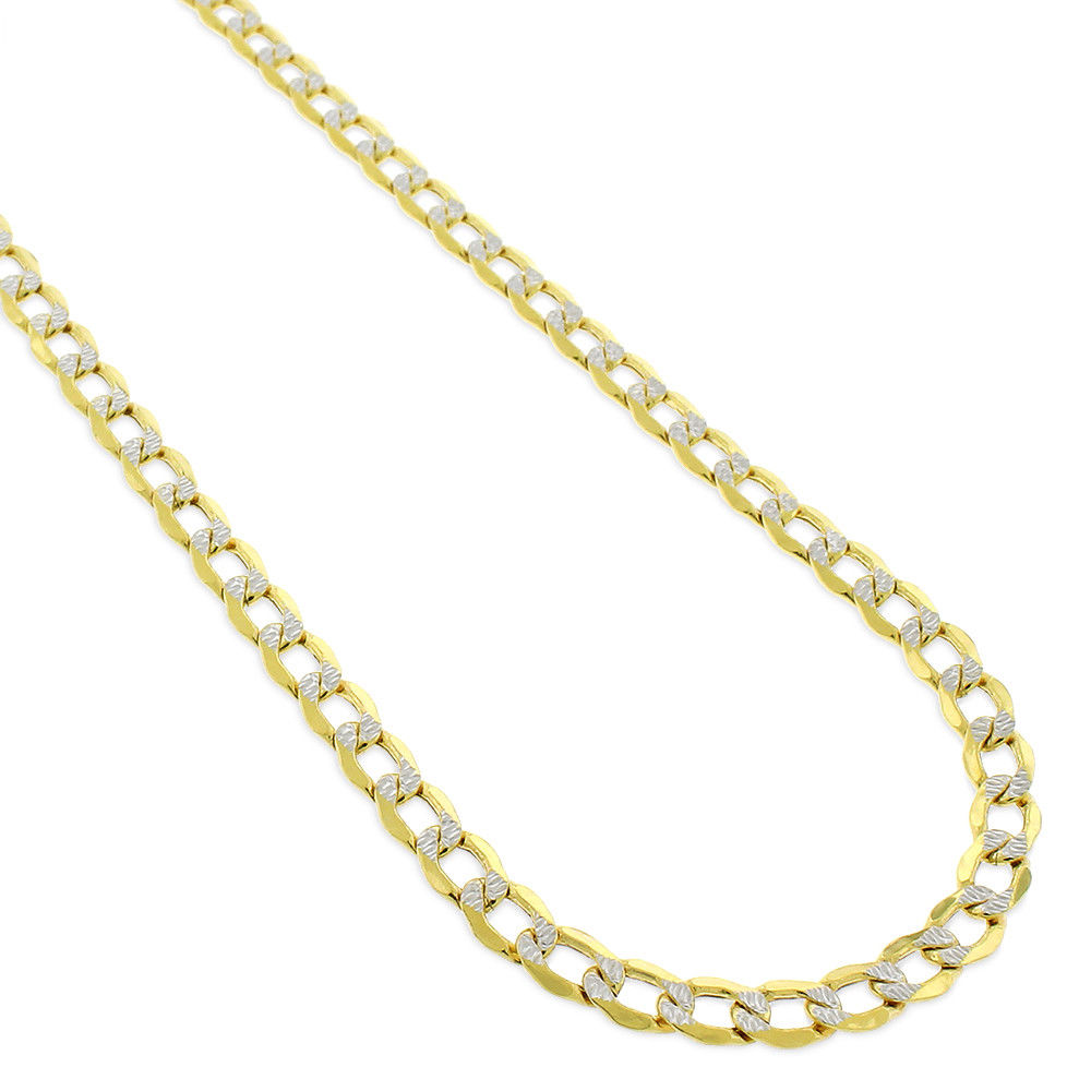 【送料無料】14K イエロー ゴールド 4mm ホロー キューバ リンク ダイヤモンド カット ツートン パヴェ ネックレス チェーン ダイヤモンド ジュエリー JOERODEO 【JACOB＆CO ジェイコブ アンド コー/Aqua Master アクアマスター/Joe Rodeo ジョーロデオ正規品販売店】