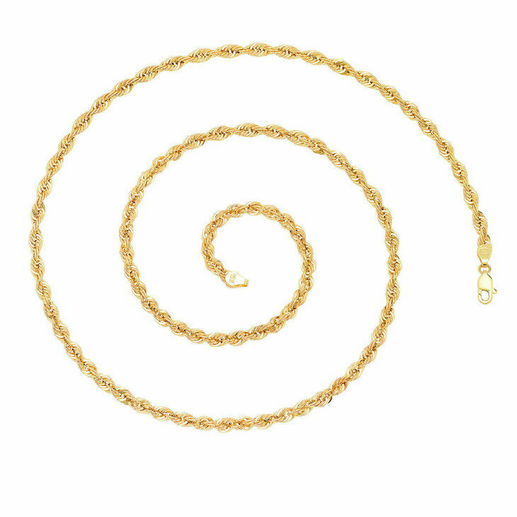 【送料無料】 10k イエローゴールド 4mm ダイヤモンドカット ロープチェーン 41cm 46cm 51cm 56cm 61cm..