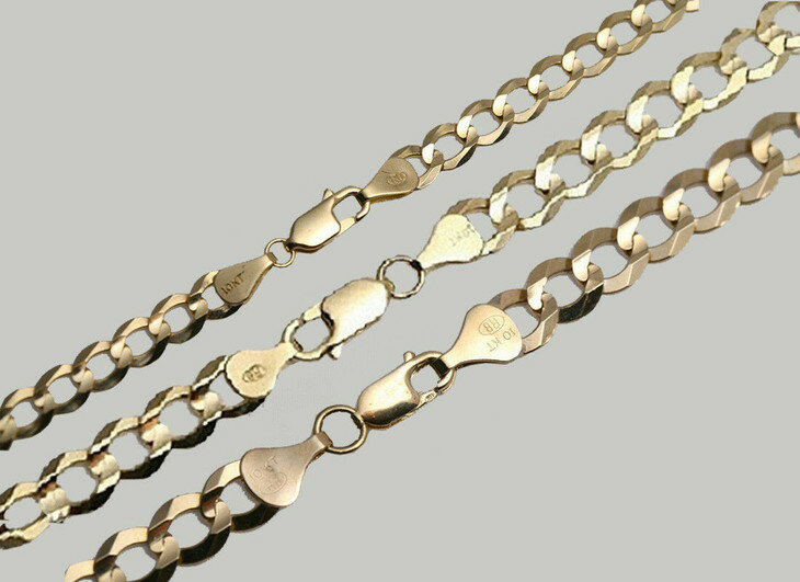 【送料無料】 10k イエローゴールド 6mm-8mm キューバンリンクチェーン ネックレス 41cm 46cm 51cm 56c..