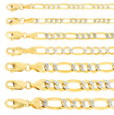【送料無料】10K イエロー ゴールド ダイヤモンド カット ペイブ フィガロ チェーン ブレスレット 約8mm 約22cm ネックレス ブレスレット JOER...
