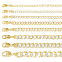 【送料無料】10K イエロー ゴールド ダイヤモンド カット パヴェ キューバ チェーン ブレスレット 約5.5mm 約18cm ネックレス ブレスレット JO...