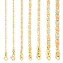 【送料無料】14K ソリッド イエロー ローズ ホワイト トライゴールド バレンチノ 約2.6mm 約51cm ネックレス ロープ チェーン JOERODEO ...