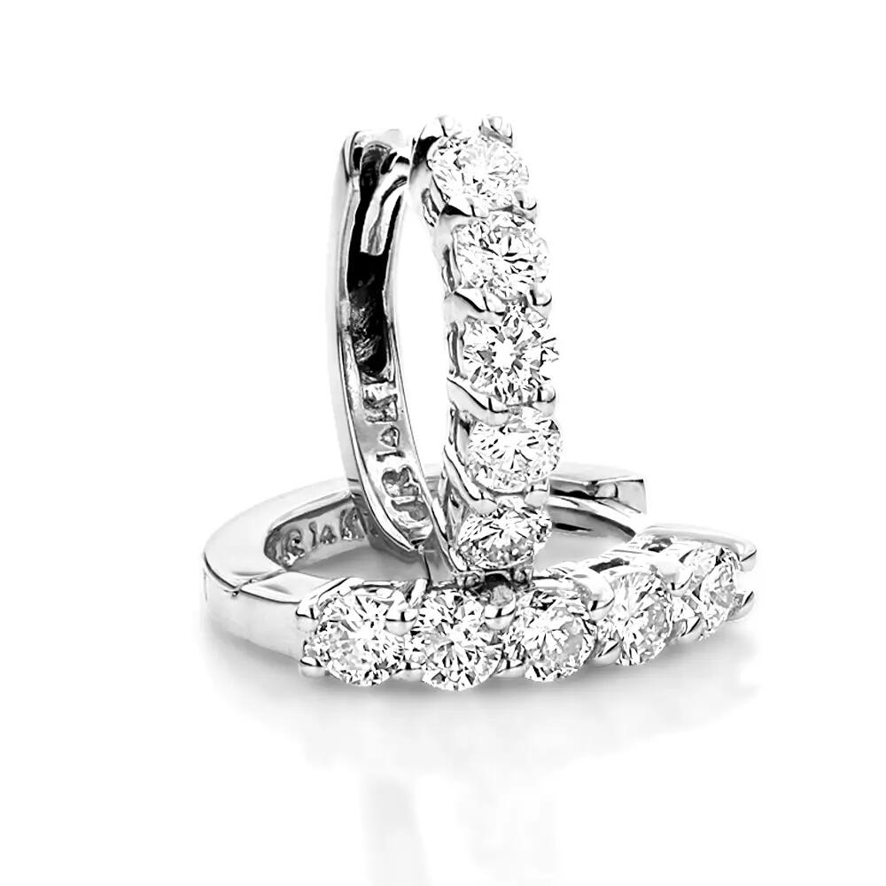 【送料無料】14K 14金 ホワイトゴールド ラウンド ダイヤモンド ハギー ピアス フープ 0.75 シングル JOERODEO 【JACOB&CO ジェイコブ アンド コー/Aqua Master アクアマスター/Joe Rodeo ジョーロデオ 正規品販売店】