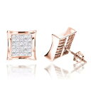 【送料無料】14K 14金 ローズゴールド インビジブル セット プリンセス カット ダイヤモンド スタッド ピアス 男女兼用 カイト型 1.25 シングル J...