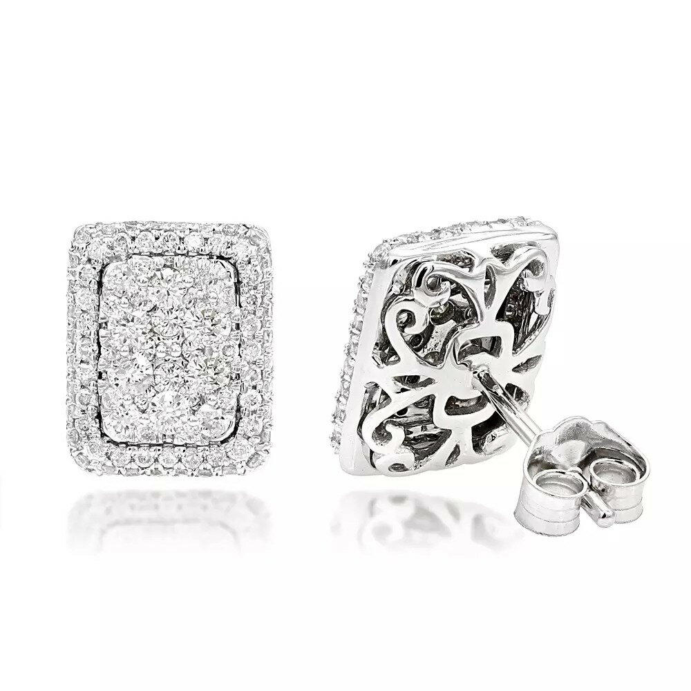 【送料無料】14K 14金 ホワイトゴールド ハロー ルック クラスター ダイヤモンド スタッド ピアス ラックスマン 1 シングル JOERODEO 【JACOB＆CO ジェイコブ アンド コー/Aqua Master アクアマスター/Joe Rodeo ジョーロデオ 正規品販売店】