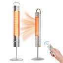 電気ストーブ ハロゲンヒーター 屋内/屋外 自立型 電気ヒーター リモコン操作 3段階温度調整 1500W 1秒速暖 IP65防水 静音 省エネ 暖房器具 安全ロック付き 過熱保護 転倒保護 寝室 浴室 脱衣所 PSE認証済み 日本語説明書付 遠赤外線ヒ