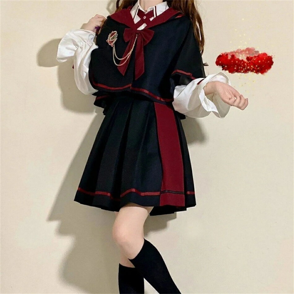 ロリータ 長袖 ゴスロリ 衣装 制服 マント 森ガール 学生服 スカート 魔法風 学園風 コスプレ リボン お嬢様 ドレス コスチューム 中世紀 宮殿風 jk アニメ ショートマット　ロングマット　クリスマス イベント ハロウィン 文化祭