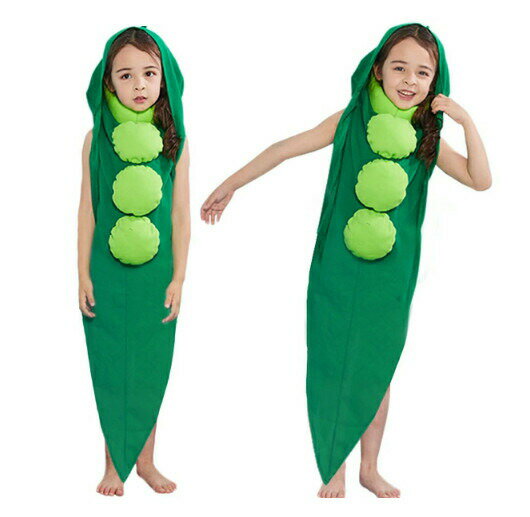 ハロウィン衣装 さやえんどう 野菜 子供 コスプレ衣装 着ぐるみ えんどう豆 さやエンドウ 変装 エンドウ豆 コスチューム 女の子 男の子 食べ物コスプレ レデ...