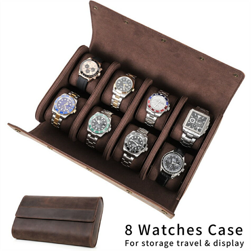 送料無料 腕時計ケース 本革 牛革 時計ケース 8 本用 長方形 ウオッチケース 収納ボックス コレクショ..