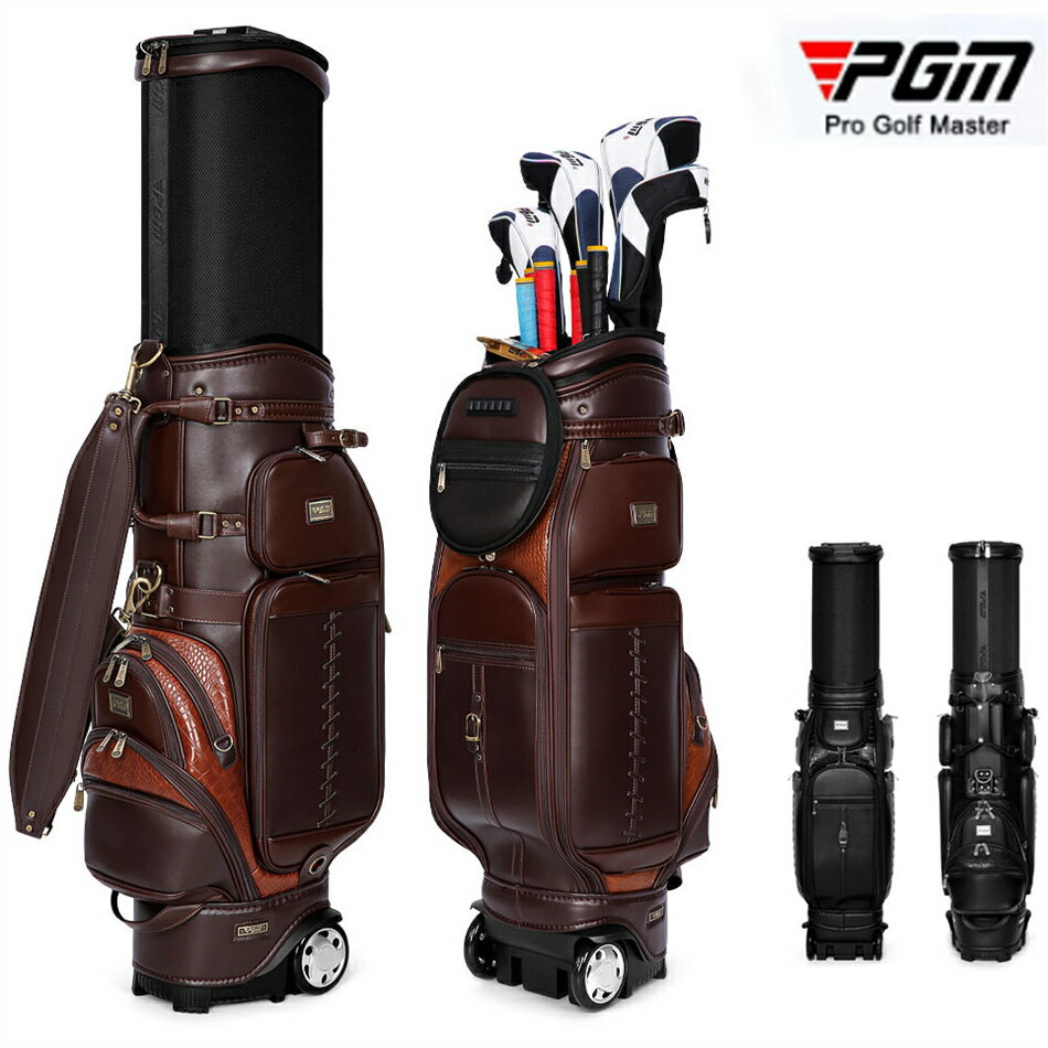 ★PGM正規品保証★本革牛革キャディーバッグ ゴルフバッグ フードカバー付 スポーツ ゴルフ バック 高品質 容量 防水【大容量6.0kg/8分割口枠/ 】 キ...