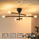 【20%OFFクーポンあり】シーリングライト 6灯 可動式 送料無料 アンティーク 天井照明 北欧 照明 おしゃれ シンプル LED電球対応 カフェ 子供部屋 ...