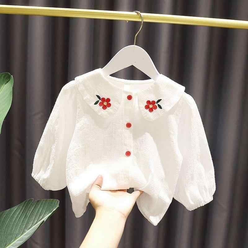 シャツ 女の子 ベビー 長袖 チュニック ブラウス 春秋 トップス 綿100% 80cm 90cm 100cm 110cm 120cm 花柄 襟付き かわいい おしゃれ カ