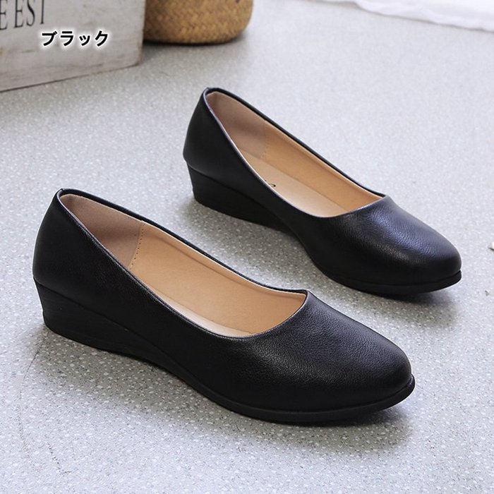 黒一部即納対応 厚底パンプス 痛くない 母の日 ウェッジパンプス レディース 厚底シューズ 軽量 美脚 ウォーキングシューズ 婦人靴 シ chengbai-10005164 和み工房ストア サンプル画像2