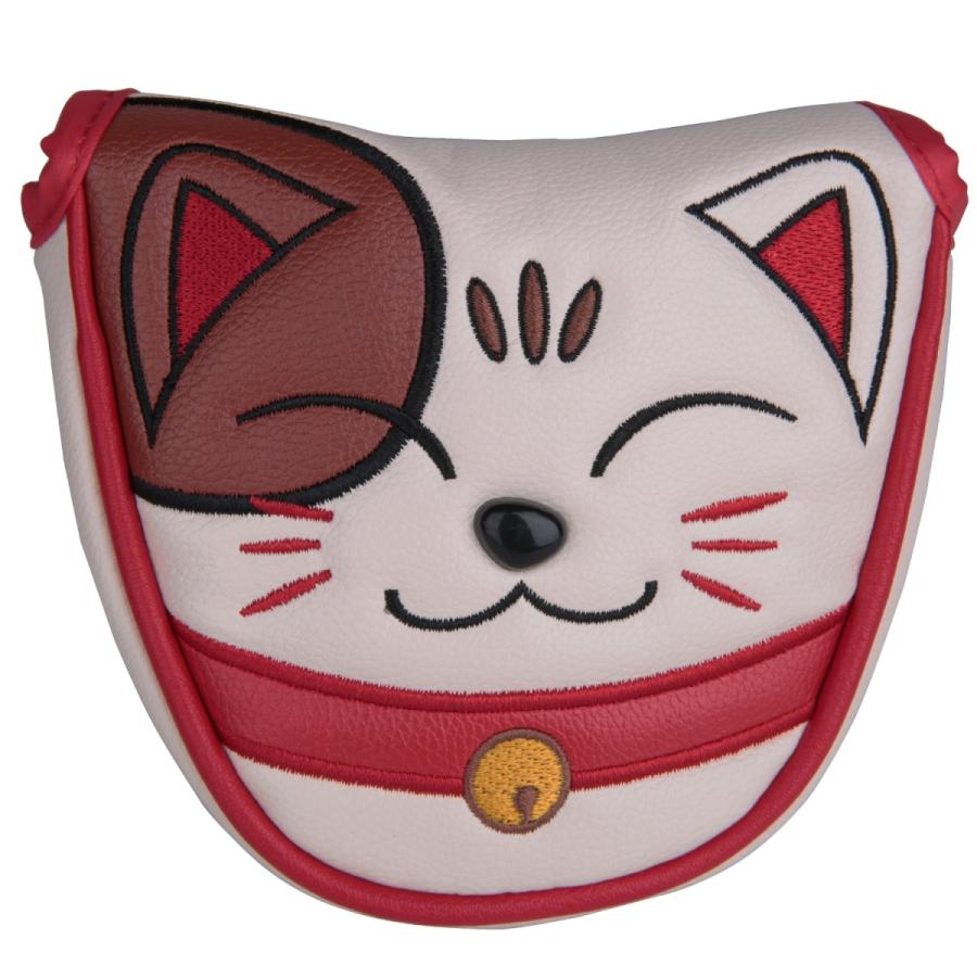 パターカバー マレット用 ゴルフ ヘッドカバー CATマグネット式 オデッセイ 2ボール対応 PUレザー 傷防止