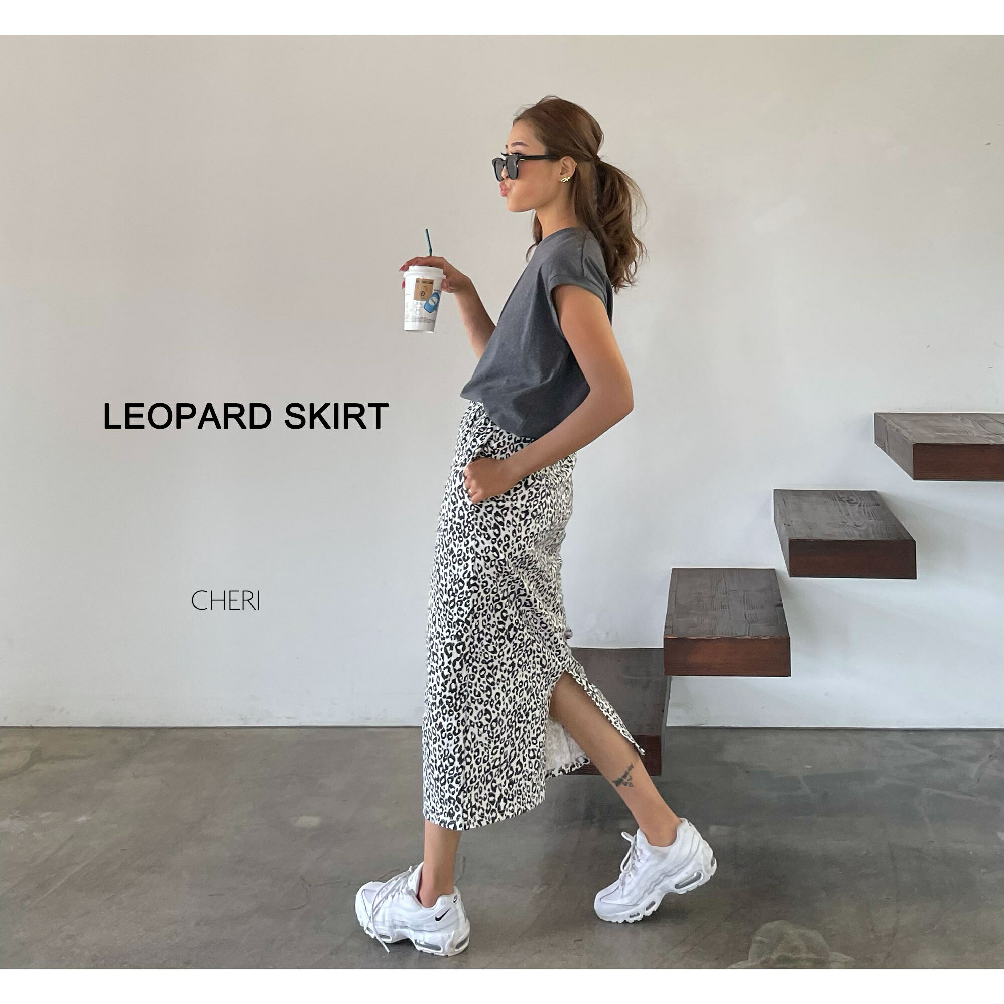 【再再入荷】レオパードスカート(Original) 送料無料 CHERI【再再入荷】スカート レオパード ペンシル レディース タイトスカート バックスリット ウエストゴム カジュアル ママファッション 送料無料 CHERI/レオパードスカート(Original)