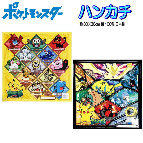 【全品20%OFF 3月11日まで 】ハンカチ ポケモン サン＆ムーン 図鑑柄 ポケットモンスター キャラクター 男の子 女の子 子供 キッズ グッズ ポケモンハンカチ 幻ポケモン ゼラオラ イーブイ ピカチュウ 集合 シリーズ【b1207】