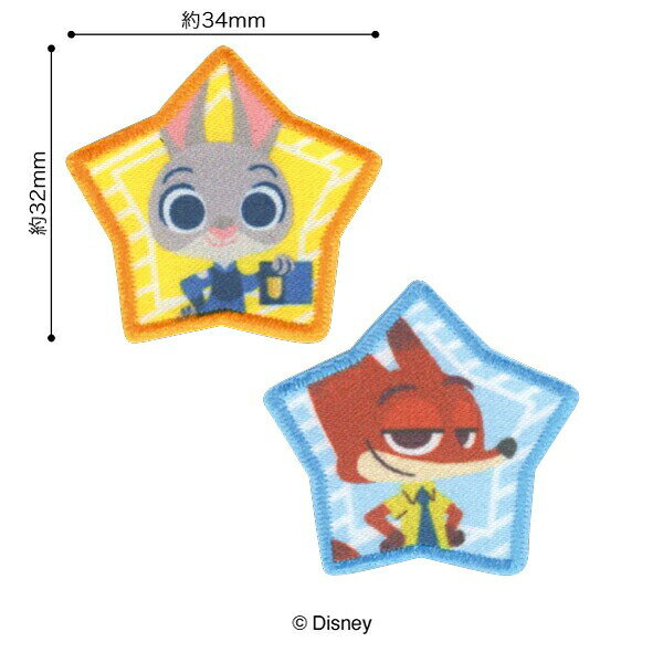 ワッペン 2枚セット ディズニー ズートピア ニック ジュディ アイロン接着 人気 バ...